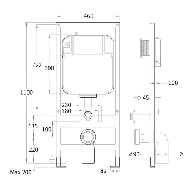 WeltWasser BAMBERG 460 + BL кнопка черная