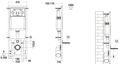 WeltWasser WW MARBERG 410 + RD BL кнопка черная