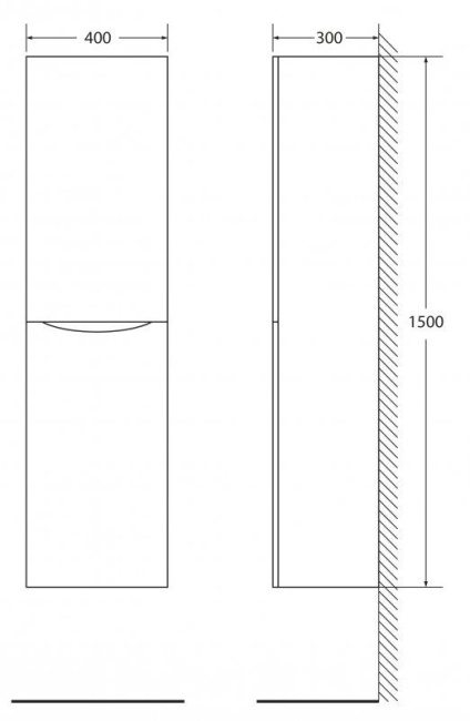 BelBagno Fly 40x150 FLY-MARINO-1500-2A-SC-RN-P-R правый