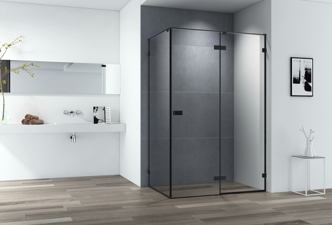 Cezares Bellagio 120x100 BELLAGIO-AH-1-120/100-C-NERO профиль Черный матовый стекло прозрачное без поддона