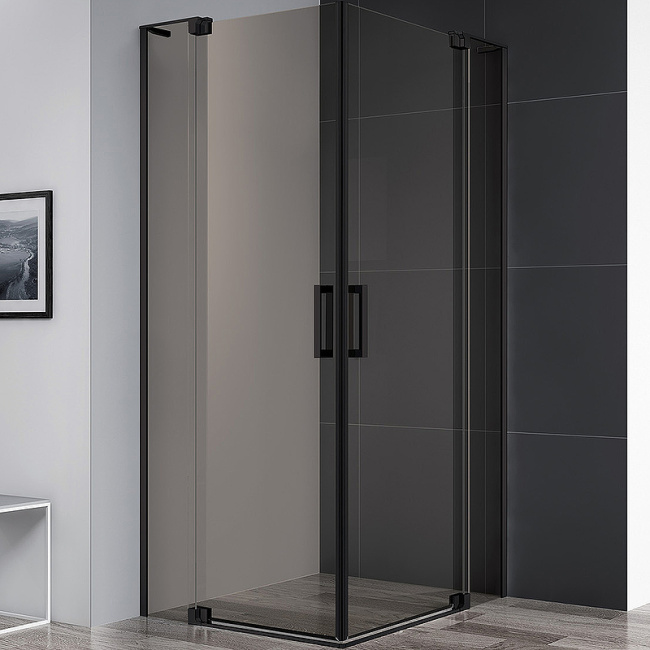 Cezares Slider 110x80 SLIDER-AH-2-70/80-100/110-BR-NERO профиль Черный матовый стекло бронзовое без поддона