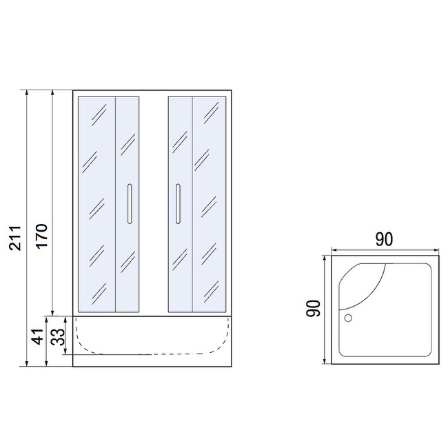 River Morava 90x90 MT 10000011746 профиль Матовый хром стекло матовое с поддоном