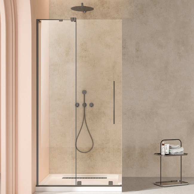 Vincea Walk-In VSW-4WSL120CLGM-L, левая, 1200*2000, вороненая сталь, стекло прозрачное