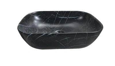 Ceruttispa CR8217MMB накладная, мрамор матовый черный, прямоугольная 500х395х145