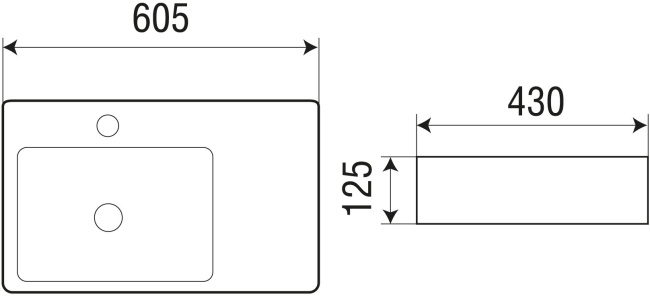 WELTWASSER ELBACH 2223 L 60,5x43,0 белый (левый)