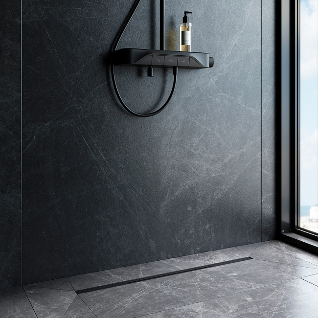 Am.Pm MasterFlow 80 W01SC-S11-080-05BM с Черной матовой решеткой Slim line