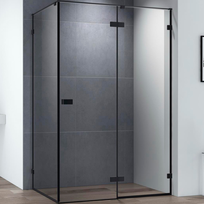 Cezares Bellagio 120x100 BELLAGIO-AH-1-120/100-C-NERO профиль Черный матовый стекло прозрачное без поддона
