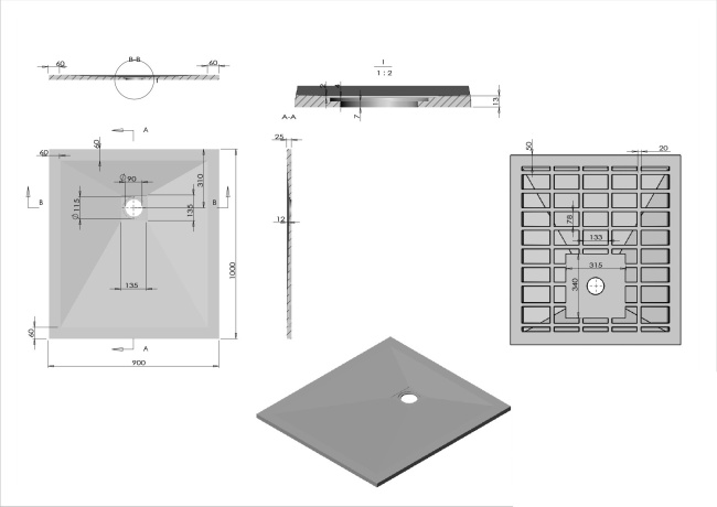 Vincea VST-4SR9010A, 1000x900, антрацит