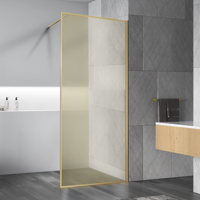 Vincea Walk-In VSW-1HP120GWBG, 1200*2000,браш.золото, стекло ламинир. с золотыми нитями