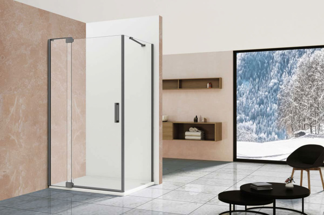 Vincea Extra VSR-1E101190CLGM, 1000/1100*900, вороненая сталь, стекло прозрачное без поддона