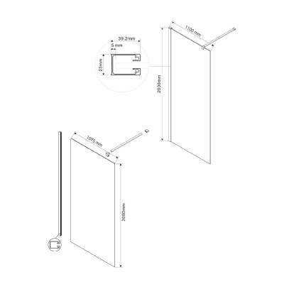 Vincea Walk-In VSW-1H110CGB, 1100*2000, черный, стекло тонированное