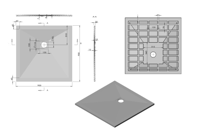 Vincea VST-4SR9090A, 900x900, антрацит