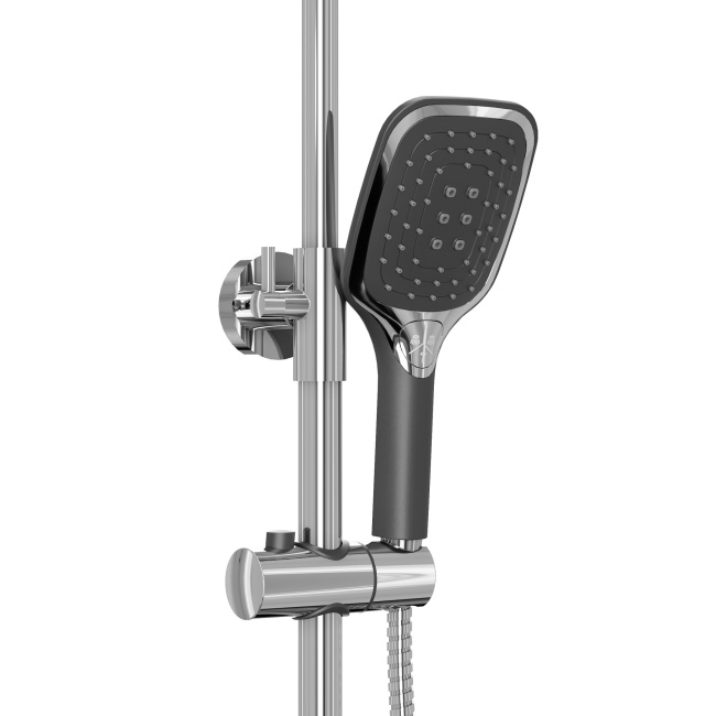 Grossman Alba 500.K35.06.100/210 с верхним душем, ручной лейкой и смесителем, хром с черным