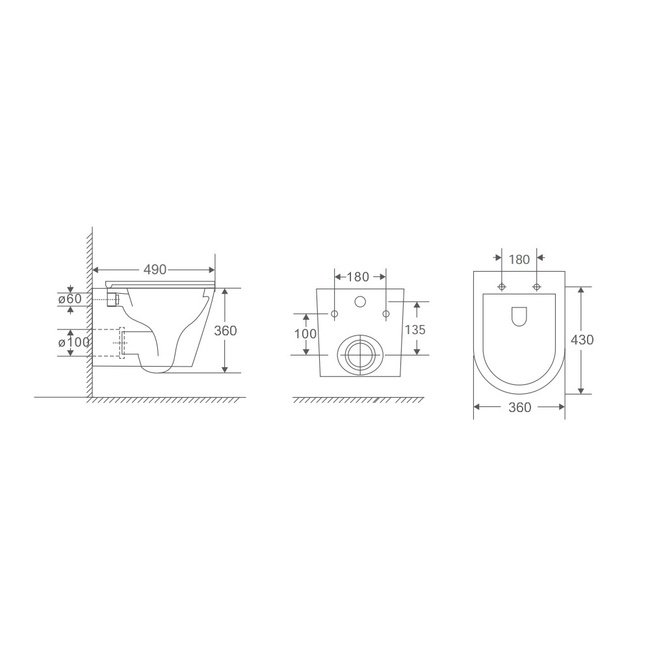 BERGES VITA Rimless 49 см, сиденье дюропласт, микролифт, быстросьем
