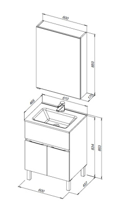 Aquanet Алвита New 60 1 ящик, 2 дверцы, белый матовый