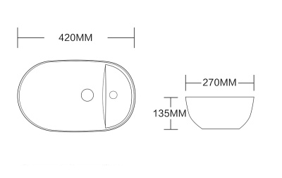 Ceruttispa CR0050 накладная, белая, овальная, под смеситель 420х270х135