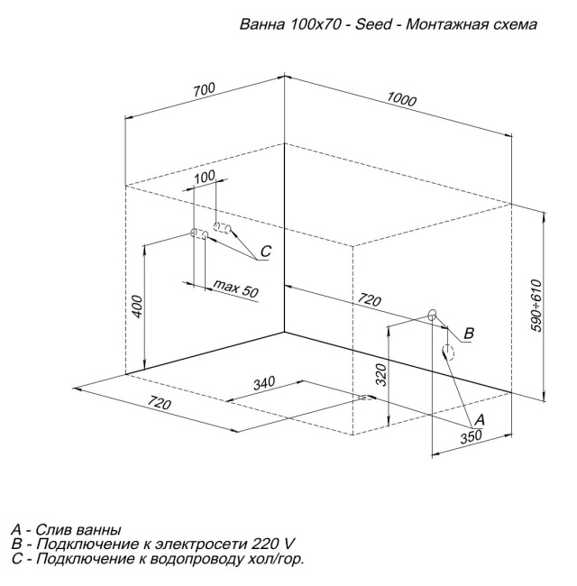 Aquanet Seed 100x70 (с каркасом)