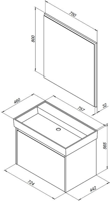 Aquanet Nova Lite 75 дуб рустикальный (1 ящик)