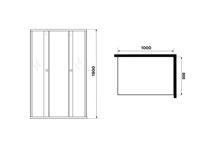 Niagara Eco NG-1018-14QBLACK (100х80х190) прямоугольник,раздвижное,черный,стекло мозаика,1 место, без поддона в комплекте