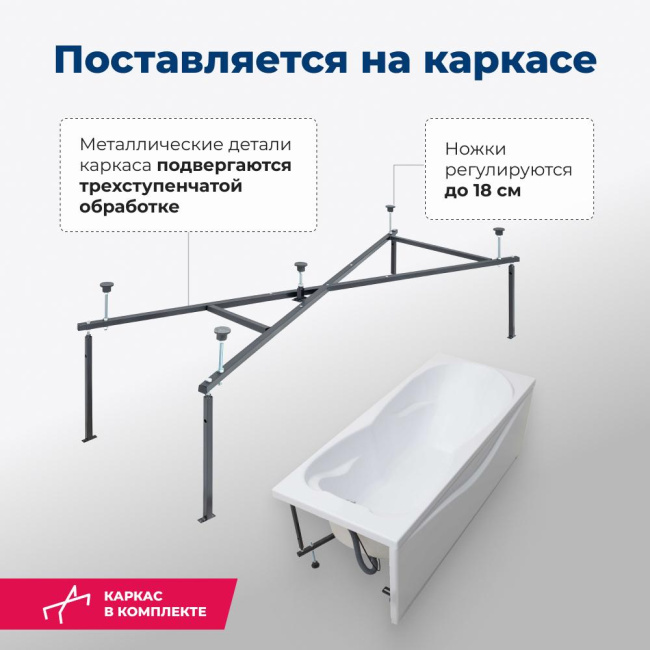 Aquanet Viola NEW 180x75 (с каркасом)