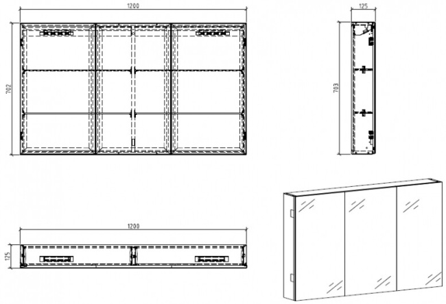 BelBagno 120x70 SPC-3A-DL-BL-1200 с подсветкой