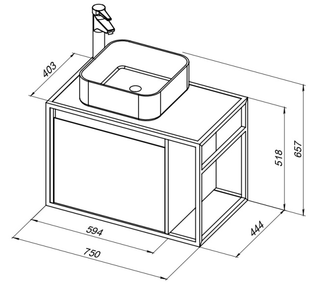 Aquanet Nova Lite Loft 75 L дуб рошелье