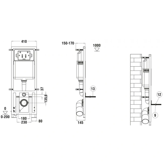 Комплект Weltwasser 10000011311 подвесной унитаз Merzbach 043 GL-WT + инсталляция Marberg 410 + кнопка MAR 410 SE GL-WT
