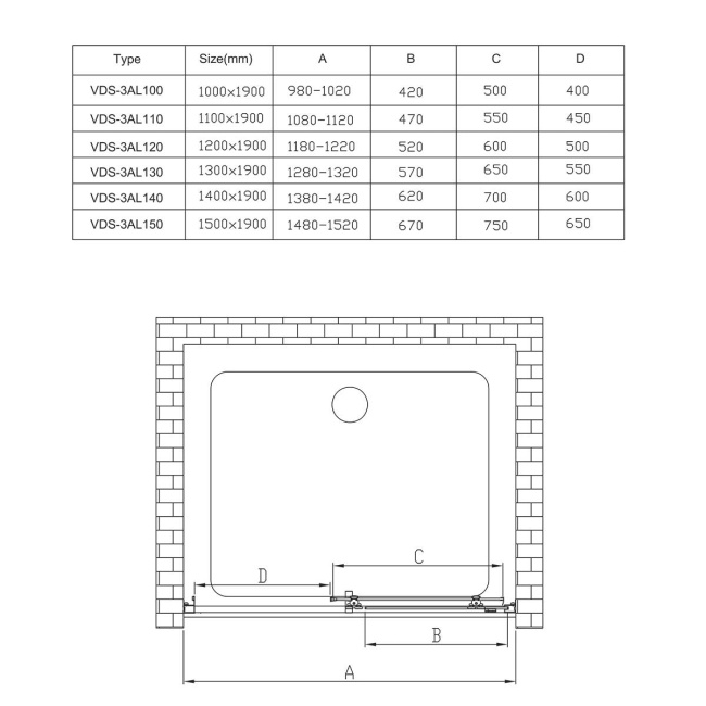 Vincea Alpha VDS-3AL120CL, 1200, хром, стекло прозрачное